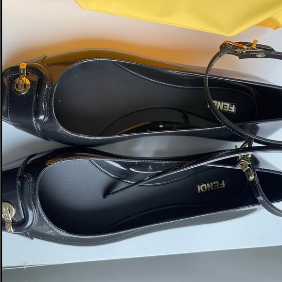 Fendi black jelly peep anckle strap ballet flats.Size 9 - Picture 1 of 7